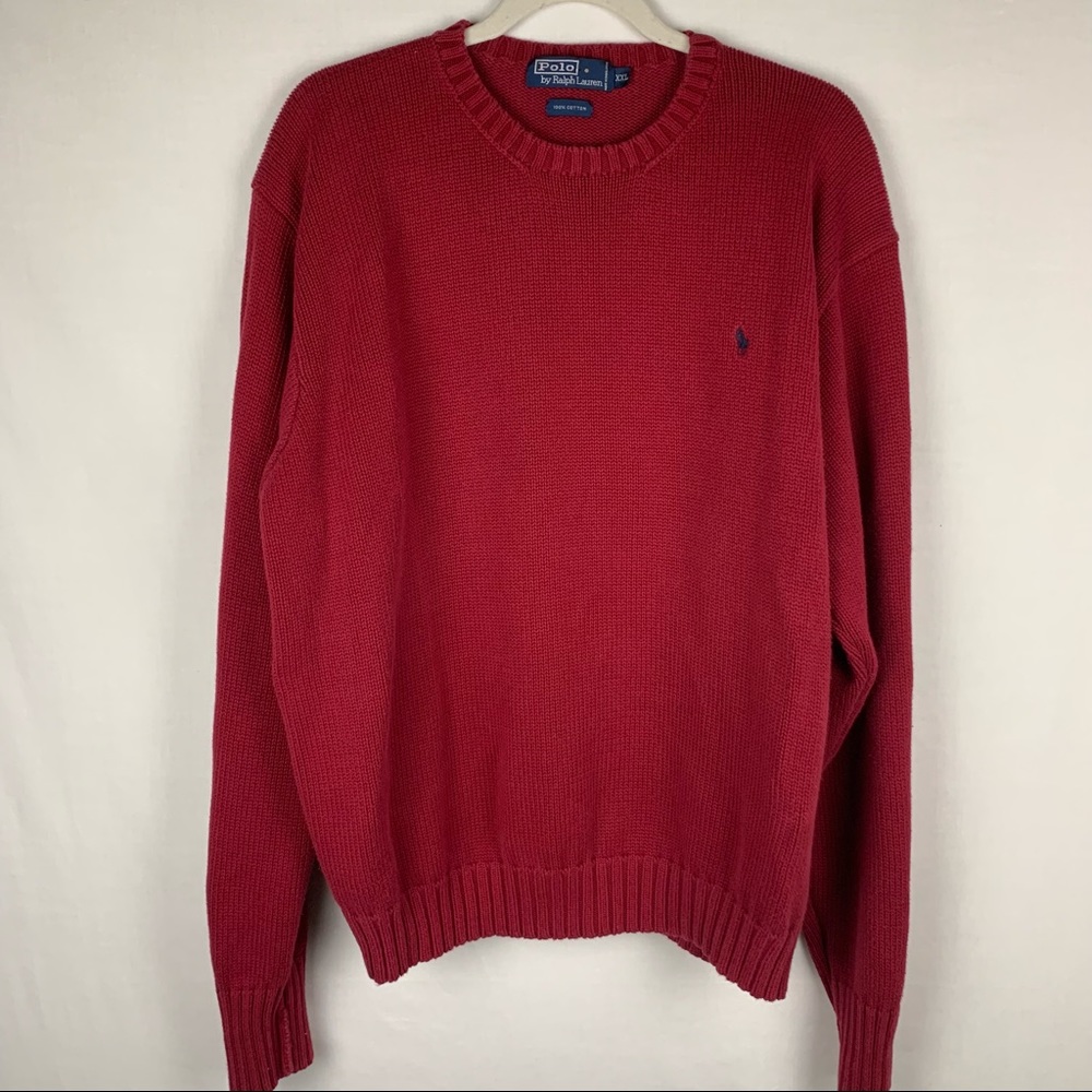 Ralph Lauren Polo Cable Knit Pullover Sweater Red Unisex Size Men’s XXL